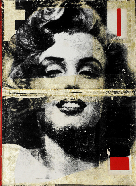 Marilyn, libro foglia oro e acrilico su copertina di libro, cm 70x50 - marilyn-libro-foglia-oro-e-acrilico-su-copertina-di-libro-cm-70x50